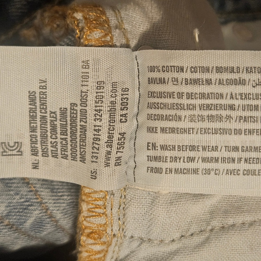 Y2K Abercrombie & Fitch Classic Straight Light Wash Blue Denim Jeans Mens 30x32 - Picture 6 of 8